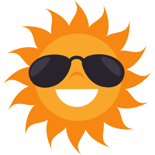 Graphic of smiling sun with sunglasses